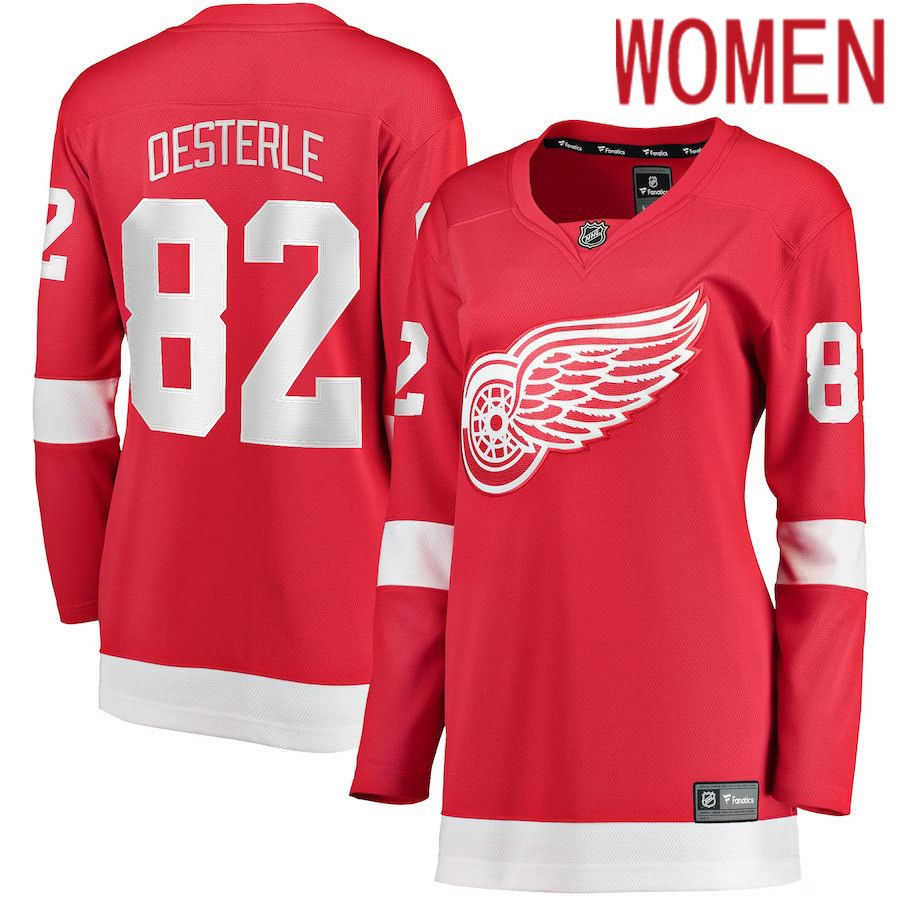 Women Detroit Red Wings 82 Jordan Oesterle Fanatics Branded Red Home Breakaway Player NHL Jersey